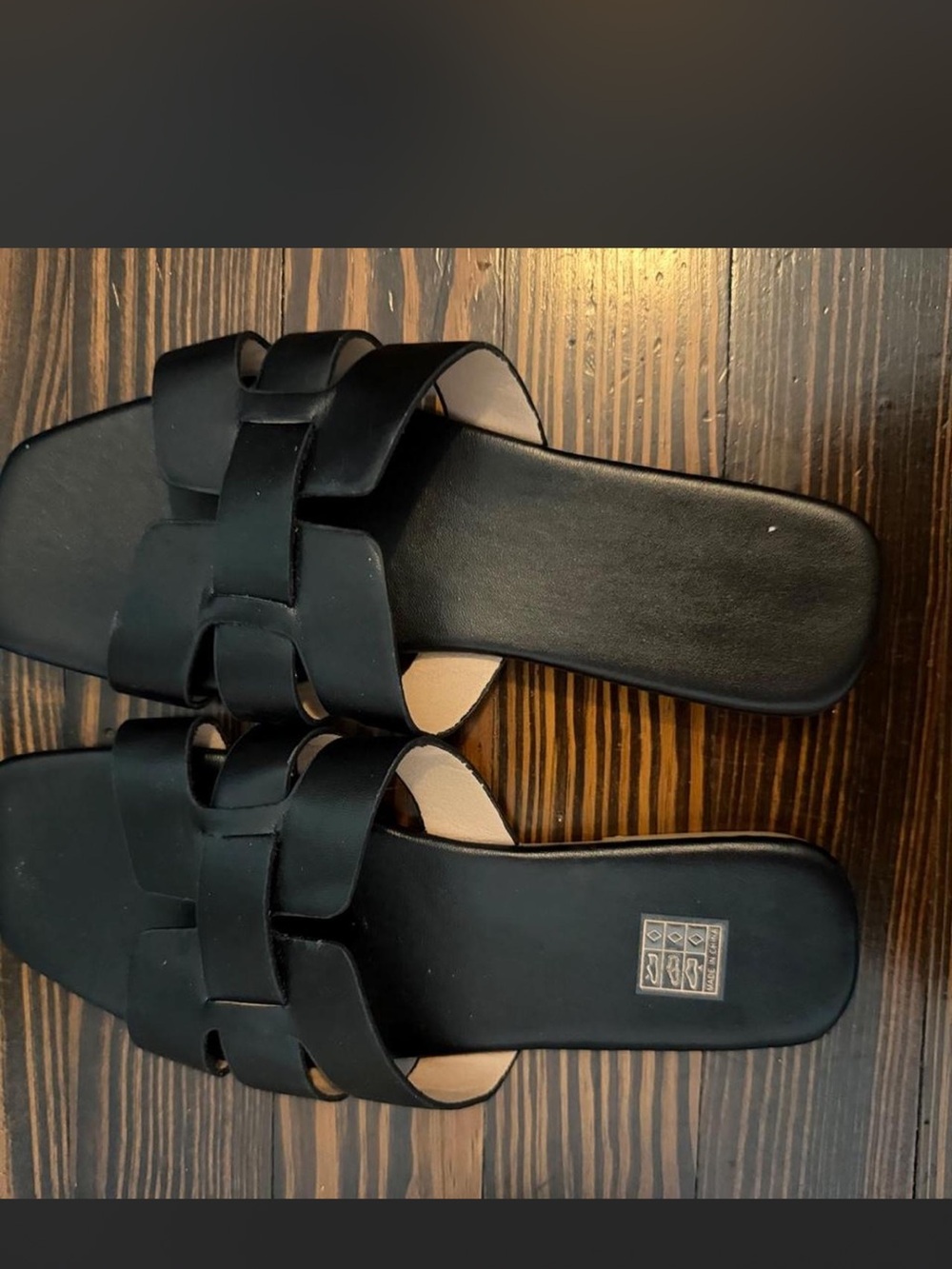 Black Women's Slide Sandals - Classic Weave Design